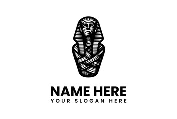 Stylized Egyptian Pharaoh Mummy Sarcophagus with Intricate Bandage Wrapping.