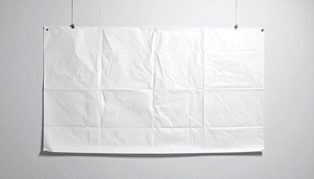Blank white banner, wrinkled