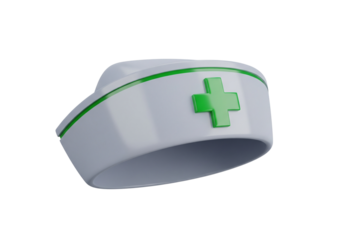 3D Render of Nurse Cap with Green Cross Symbol - Healthcare and Medical Icon