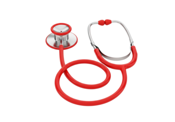 Red Stethoscope: Essential Medical Equipment Isolated on White for Healthcare, Diagnosis, and Professional Use