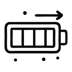 Battery icon showing power flow, perfect for energyrelated designs, tech projects, and battery charging concepts. Useful for websites and presentations.
