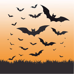 Obraz premium Spooky Bats Silhouette SVG Editable Halloween Background