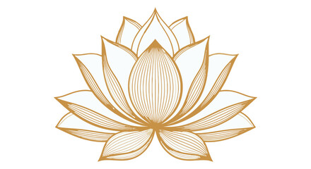 Golden lotus flower vector illustration for meditation yoga spa or wellness design element concept