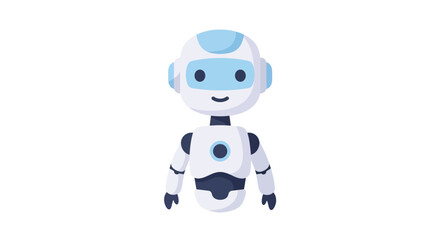 Cute Cartoon Robot with Blue Accents and Smiling Face.