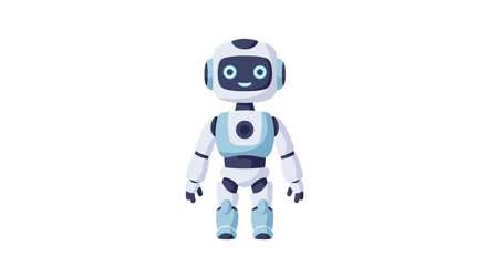 Cartoon Robot Character with Blue and White Design.