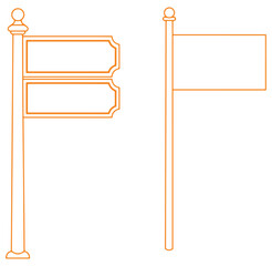 Obraz premium Outlined illustration of signposts and a flagpole ready for text or signage placement
