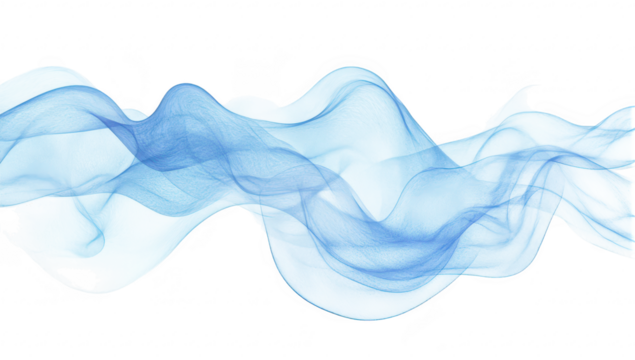 A serene. flowing wave of translucent blue fabric gently undulating across a bright white background. evoking a sense of calm and tranquility. ideal for backgrounds or abstract designs - Powered by Adobe