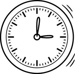 Minimalist analog clock icon for time management concepts vector Hand drawn