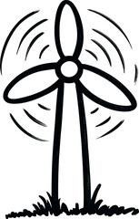 Hand drawn wind turbine generating clean energy vector Hand drawn