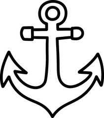 Nautical anchor symbol simple outline maritime icon vector art vector Hand drawn