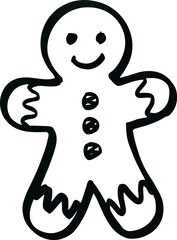 Hand drawn gingerbread man cookie simple christmas icon vector Hand drawn
