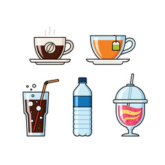 Vector illustration set of essential school supplies including a red backpack, purple book, ruler, and a small green chalkboard