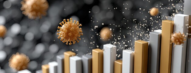 Visual representation of virus impact on data trends in healthcare during a pandemic, showcasing rising cases and statistics