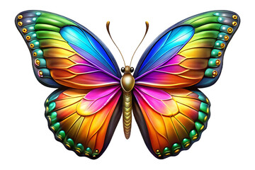 Vibrant Rainbow Butterfly with Detailed Wing Patterns isolated on a transparent background insect