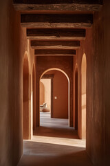 Cozy Hallway with a Lamp and an Open Door