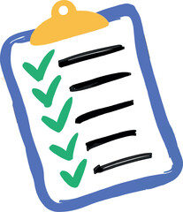 Fototapeta premium Hand drawn checklist clipboard with green checkmarks task completion concept vector Hand drawn
