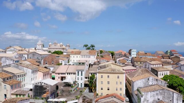 Aerial view of the historic pelourinho district in salvador, bahia, brazil