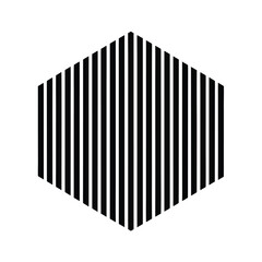 Hexagonal Shape with Vertical Stripes Black and White