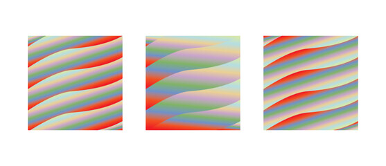 Obraz premium Colorful Wavy Gradient Abstract Background Bundle with Vibrant Diagonal Lines and Fluid Curves