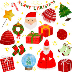 Christmas Clipart Set with Santa, Gifts and Holiday Decorations