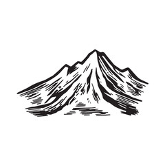 Black and White Mountain Illustration Image in Minimalist Line Art Style, Clean and Elegant Design
