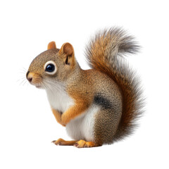 Obraz premium Cute Squirrel Sitting on Ground with Fluffy Tail and Bright Eyes in Natural Setting