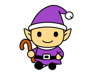 サンタの助手エルフのカラーイラスト ベクター
