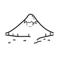 Black and White Mountain Illustration Image in Minimalist Line Art Style, Clean and Elegant Design