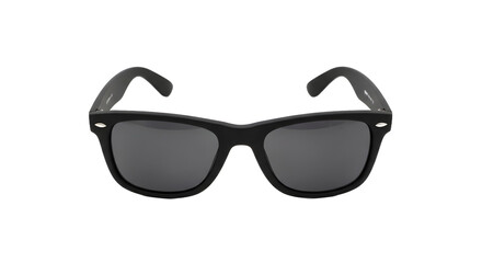 Fototapeta premium A pair of classic black sunglasses with dark lenses, a plain fashion accessory object isolated on a clean white background