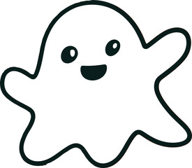 Cute happy ghost character cartoon drawing halloween icon vector Hand drawn