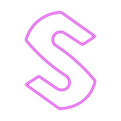 Illuminated letter s in vibrant pink neon, isolated on transparent background