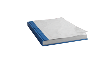 Blue Bound Ledger Book with White Lined Pages.
