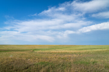 prairie and farmland in western Nebraska, late summer scenery
