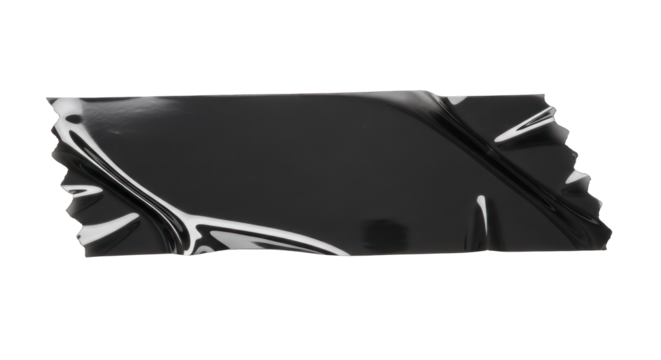 Black Duct Tape Piece with Torn Edges.