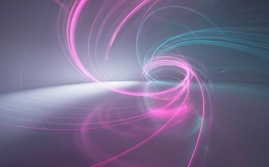 Abstract Light Painting with Swirling Neon Trails in Pink and Teal for Artistic Backgrounds