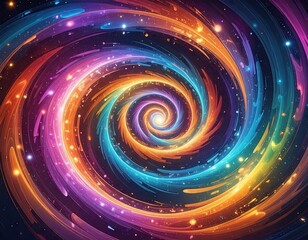Abstract Colorful Spiral Galaxy Swirl