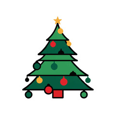 Obraz premium Decorated Christmas tree with ornaments and a star