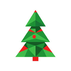 Obraz premium Abstract Polygonal Christmas Tree with Red Accents for Holiday Greetings