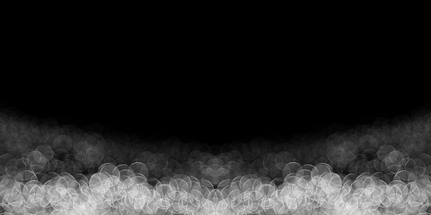 White smoke or fog flow on floor. Large mist in dark room on black background. Smoke on stage