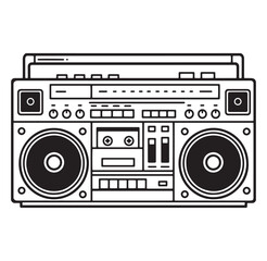 Fototapeta premium Classic vintage boombox vector illustration depicting retro audio technology and 80s music culture