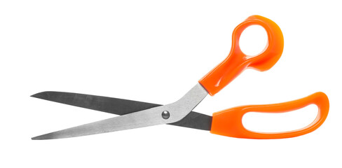 New orange scissors isolated on white background, clipping path