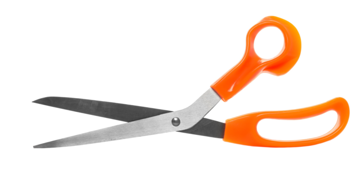 New orange scissors isolated on white background, clipping path