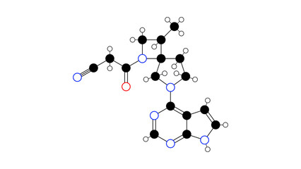 delgocitinib molecule, structural chemical formula, ball-and-stick model, isolated image enzyme inhibitor