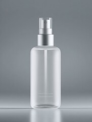 Front-Facing Frosted Spray Bottle Mockup with Symmetrical Lighting and Thin Neck Lines