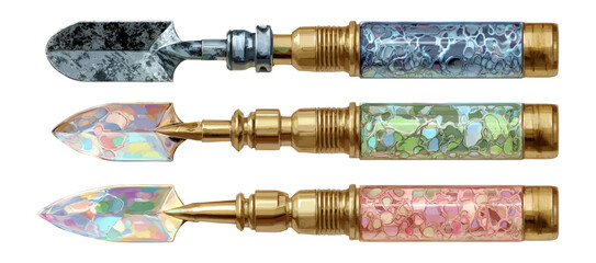 Fototapeta premium Decorative Garden Tools with Colorful Handles and Intricate Designs for Crafts