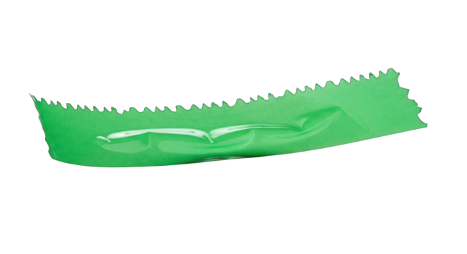 Empty Green Candy Wrapper with Jagged Edges.