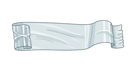 Cartoon Illustration of a Light Blue Ribbon Banner with Curled Edges.