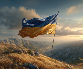 Ukrainische Flagge / Nationalflagge der Ukraine / Blau und Gelb Symbol der Freiheit