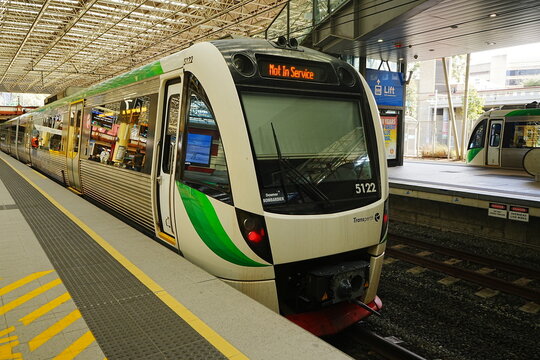A Transperth Train at Perth Station in Perth, Australia - オーストラリア パース トランスパース パース駅の電車