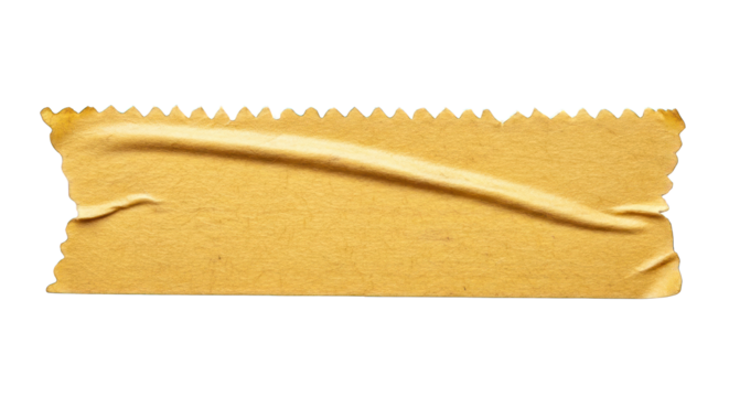 Wrinkled Masking Tape Strip with Jagged Edges on White.